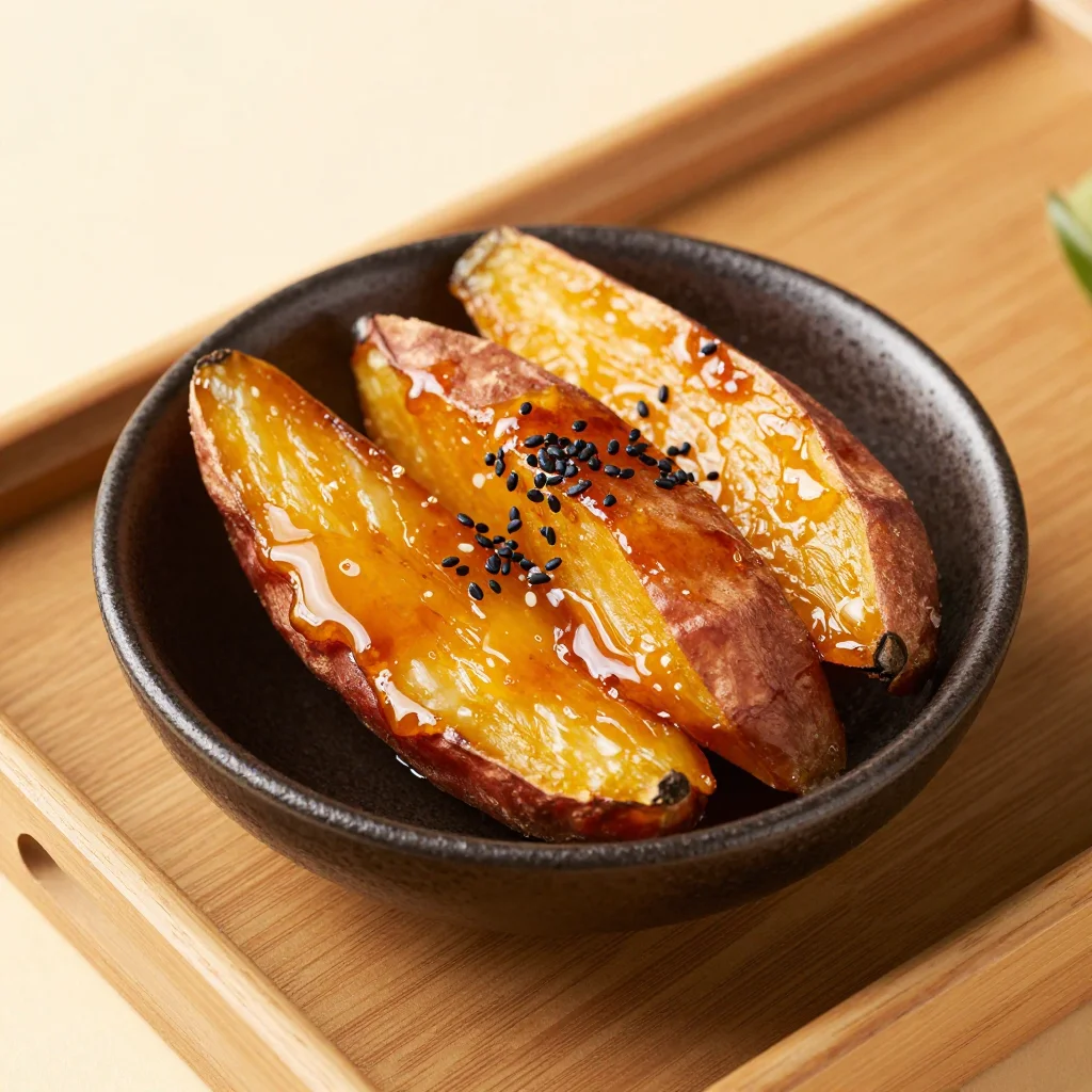 Japanese Daigaku Imo: Candied Sweet Potato with Crackly Soy Caramel and Black Sesame
