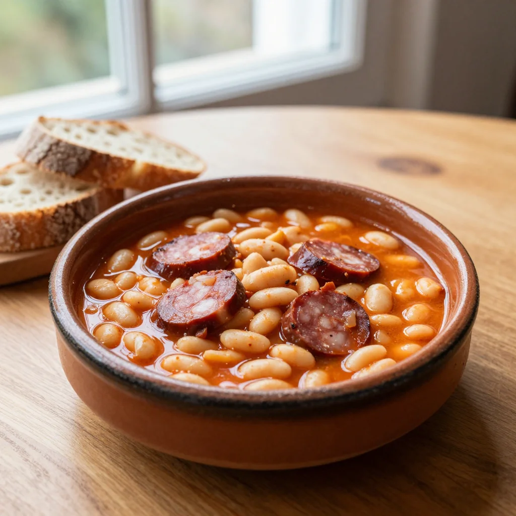 Spanish Fabada Asturiana: Slow-Simmered White Bean Stew with Chorizo and Morcilla
