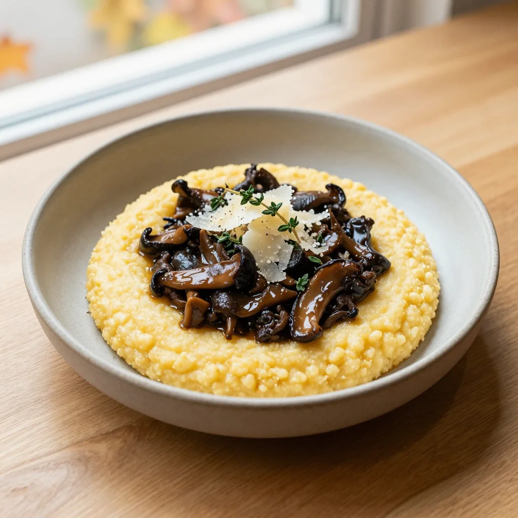 Creamy Italian Polenta with Wild Mushroom Ragu, Thyme and Parmesan