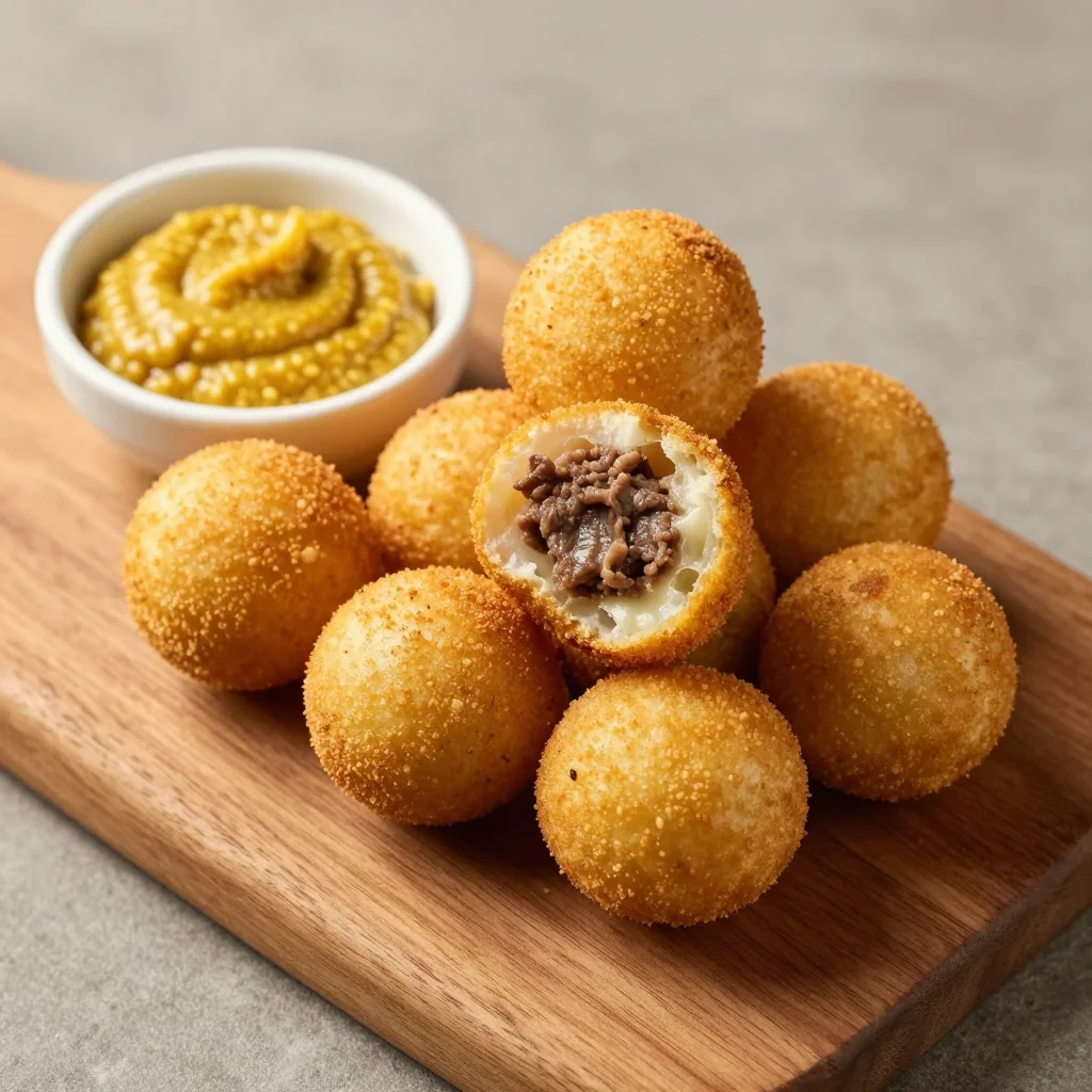 Dutch Bitterballen: Crispy Fried Beef Ragout Bites with Grainy Mustard