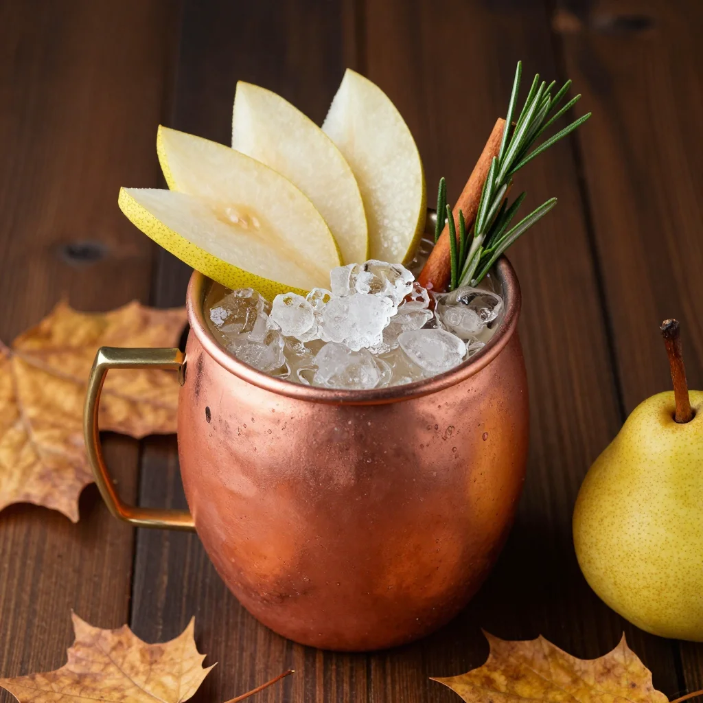 Spiced Pear Moscow Mule: Pear Nectar, Ginger Beer and Cinnamon for Crisp Fall Nights