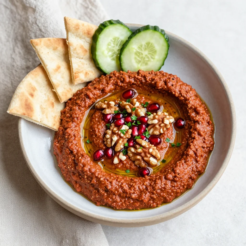 Syrian Muhammara: Roasted Red Pepper and Walnut Dip with Pomegranate Molasses