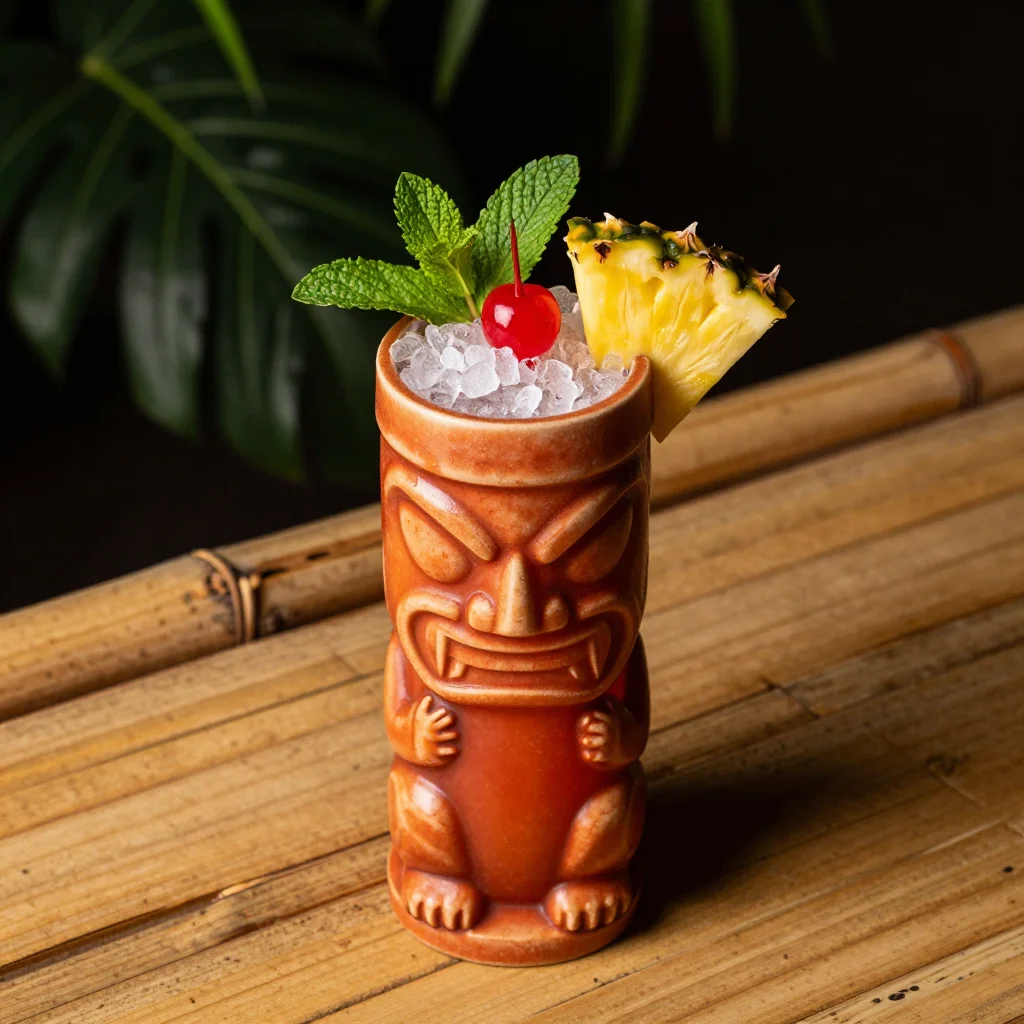 Classic Zombie Cocktail: Three-Rum Tiki Punch with Pineapple, Lime and Cinnamon Syrup