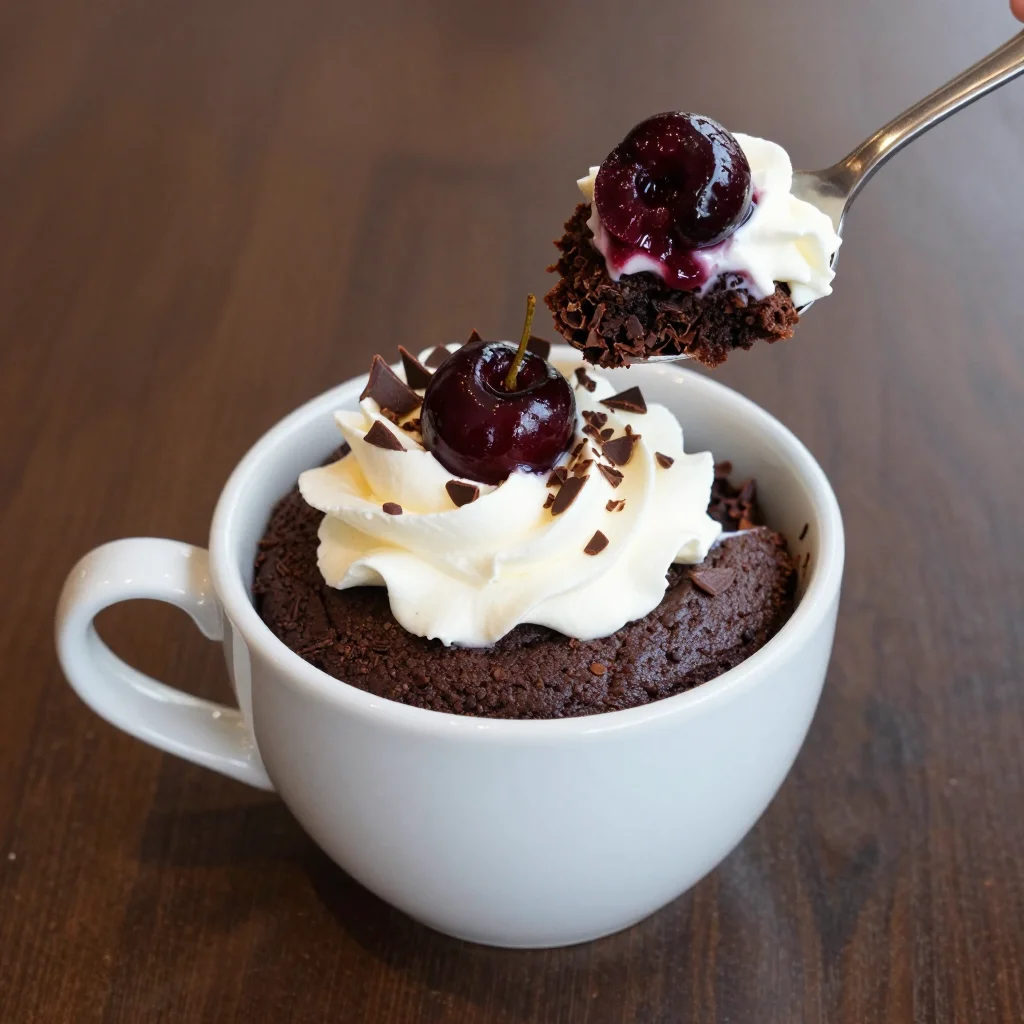 Black Forest Mug Cake: 5-Minute German Chocolate Cherry Cake with Whipped Cream