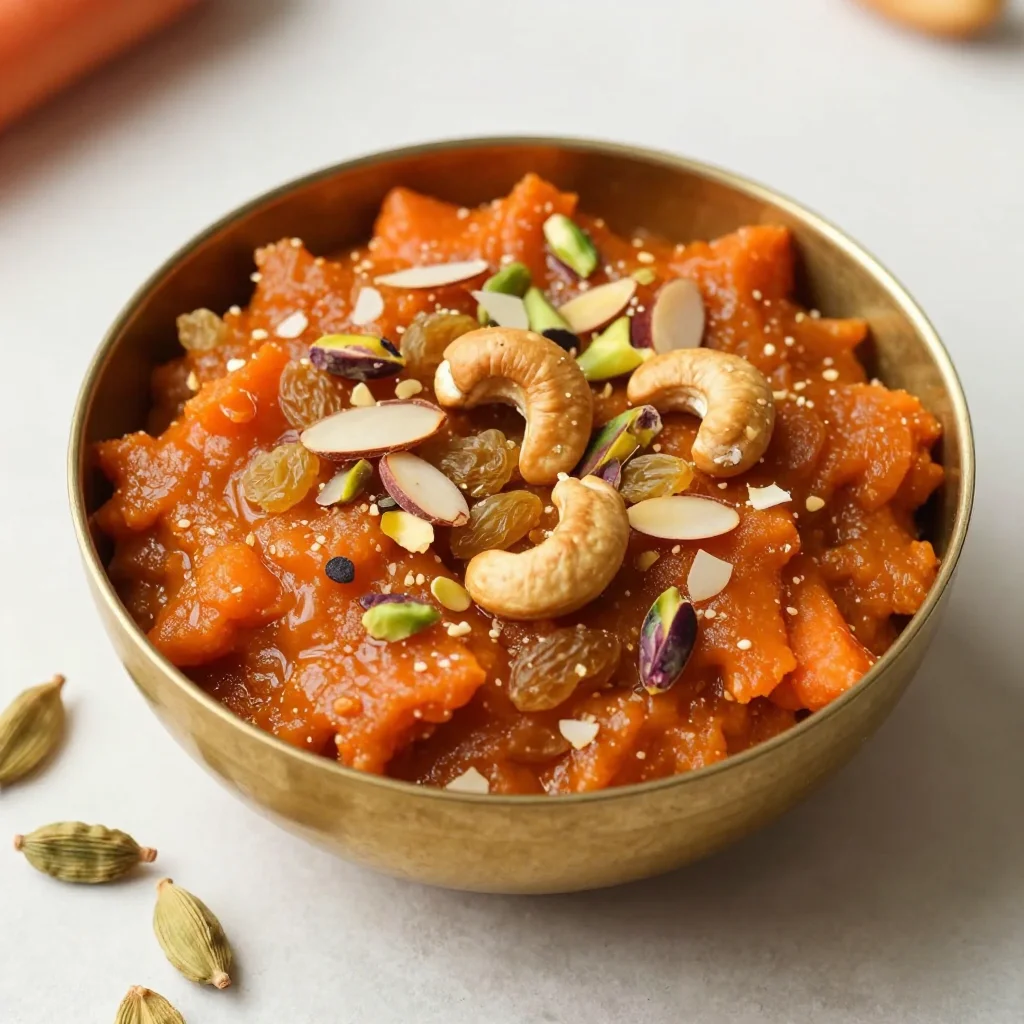 Indian Gajar Halwa: Slow-Cooked Carrot Pudding with Cardamom, Ghee and Toasted Nuts