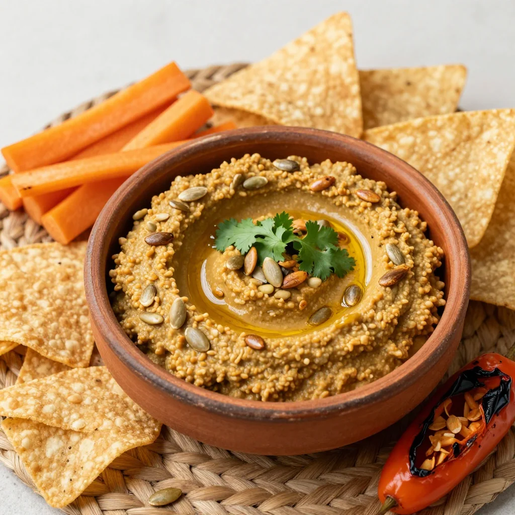 Mexican Sikil Pak: Mayan Roasted Pumpkin Seed Dip with Charred Tomato and Habanero
