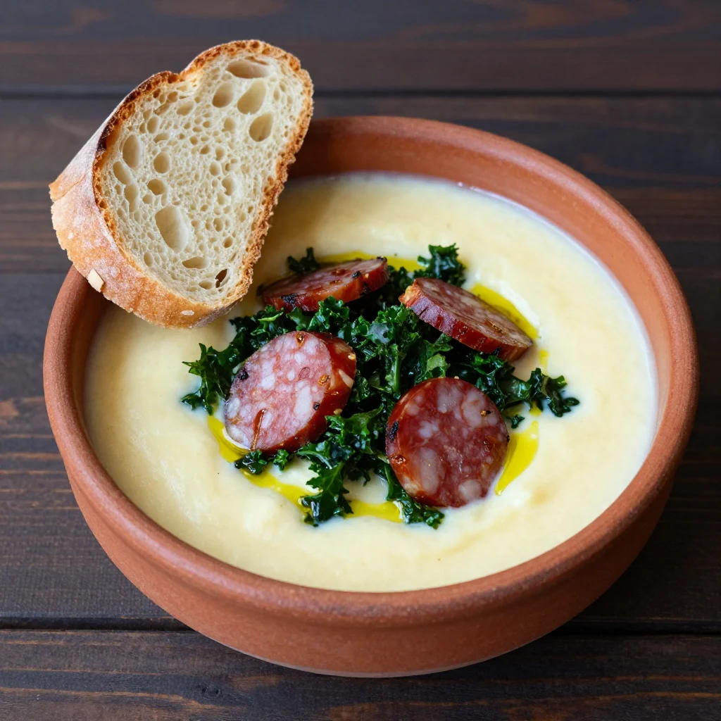 Portuguese Caldo Verde: Silky Potato and Kale Soup with Smoky Chourico for Chilly Days