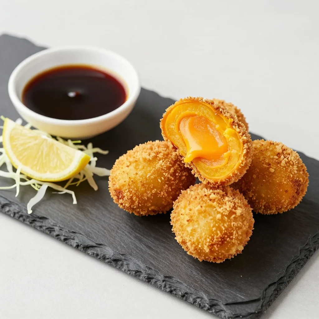 Japanese Kabocha Korokke: Crispy Panko Pumpkin Croquettes with Tonkatsu Sauce