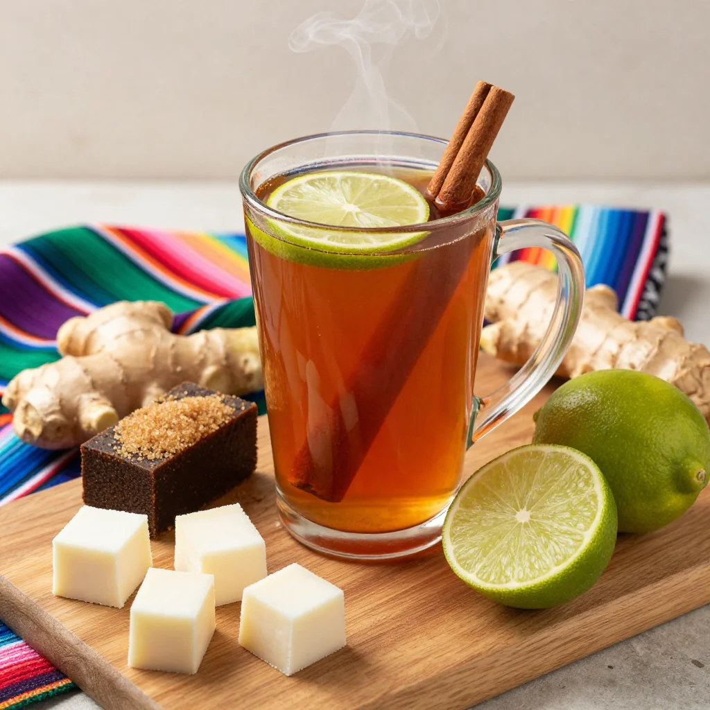 Colombian Agua de Panela: Hot Cane Sugar Drink with Lime, Ginger and Cinnamon