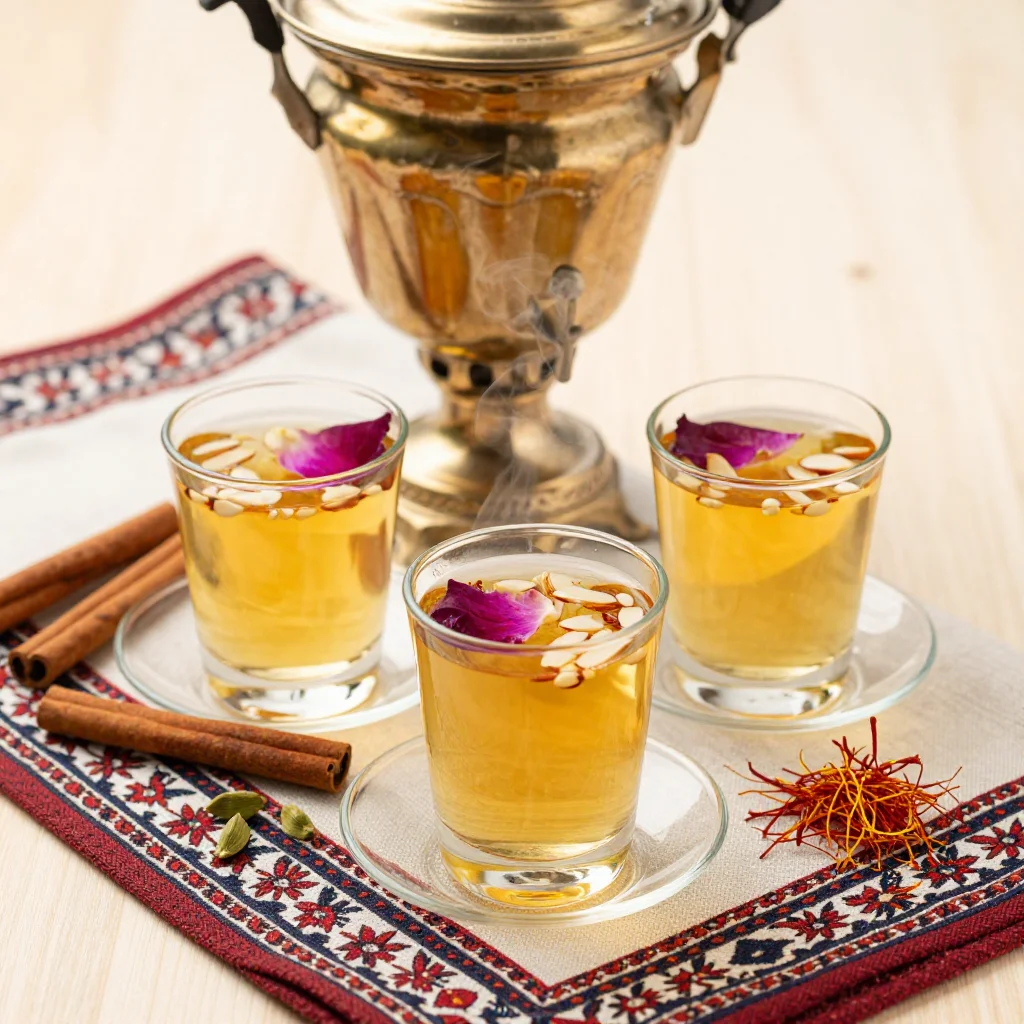 Kashmiri Kahwa: Saffron Green Tea with Cardamom, Cinnamon and Almonds for Cool Mornings