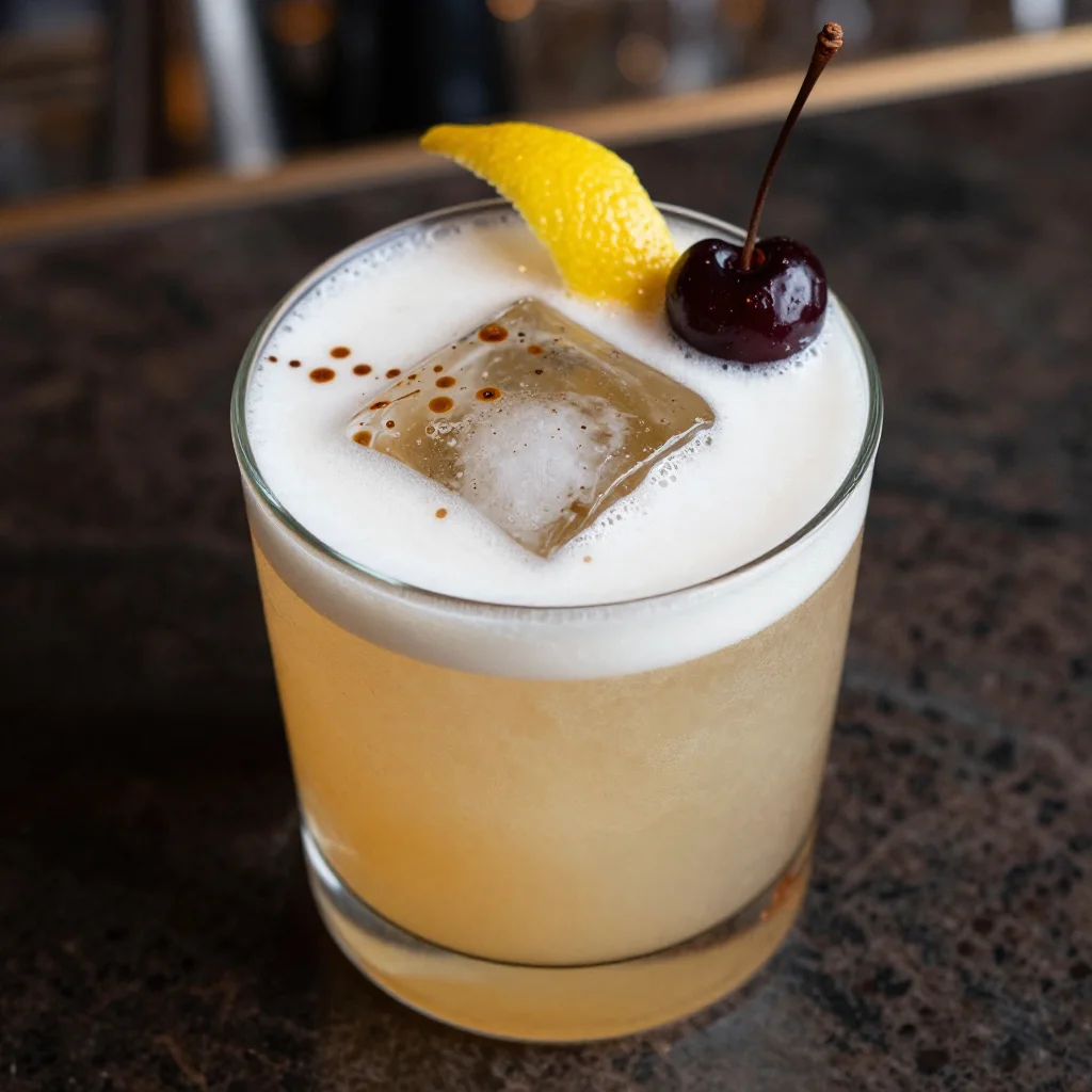 Italian Amaretto Sour: Almond Liqueur, Lemon and Silky Egg White for Autumn Evenings