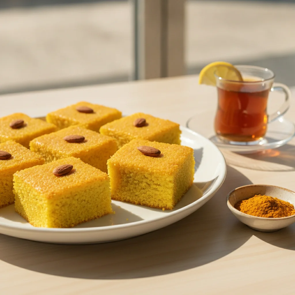 Lebanese Sfouf: One-Bowl Turmeric Semolina Cake That Keeps All Week for Lunchboxes