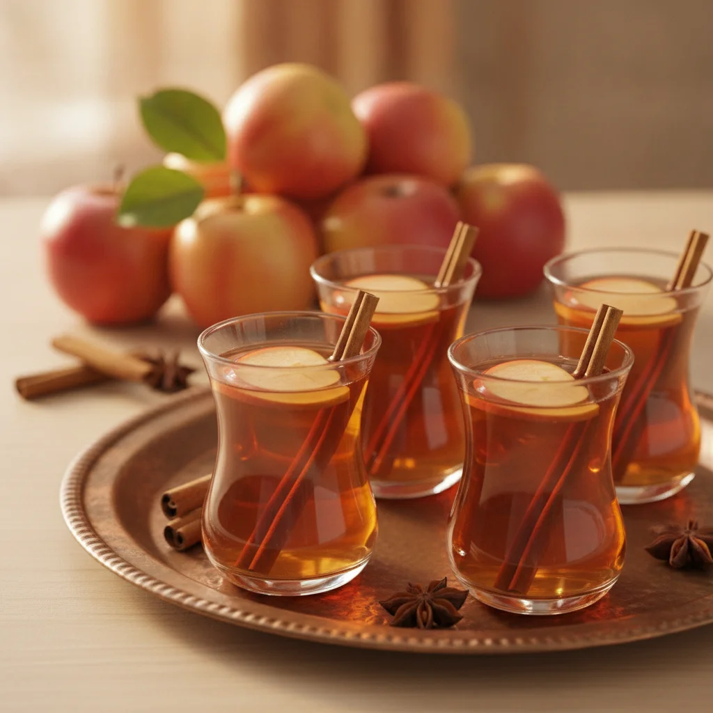 Turkish Apple Tea: Warm Spiced Elma Cayi Simmered from Fresh Apples for the School Thermos