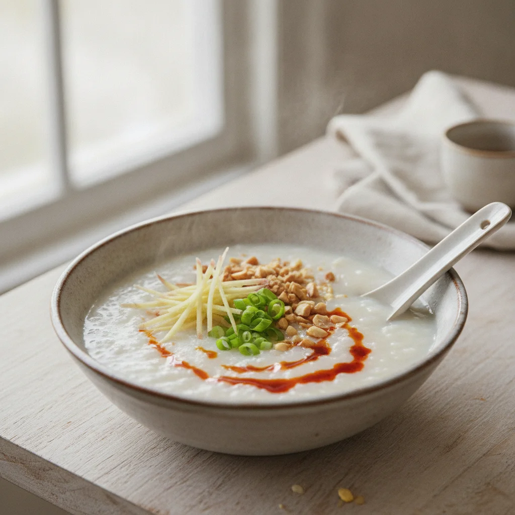 Chinese Chicken Congee: Make-Ahead Ginger Rice Porridge That Reheats for School Mornings