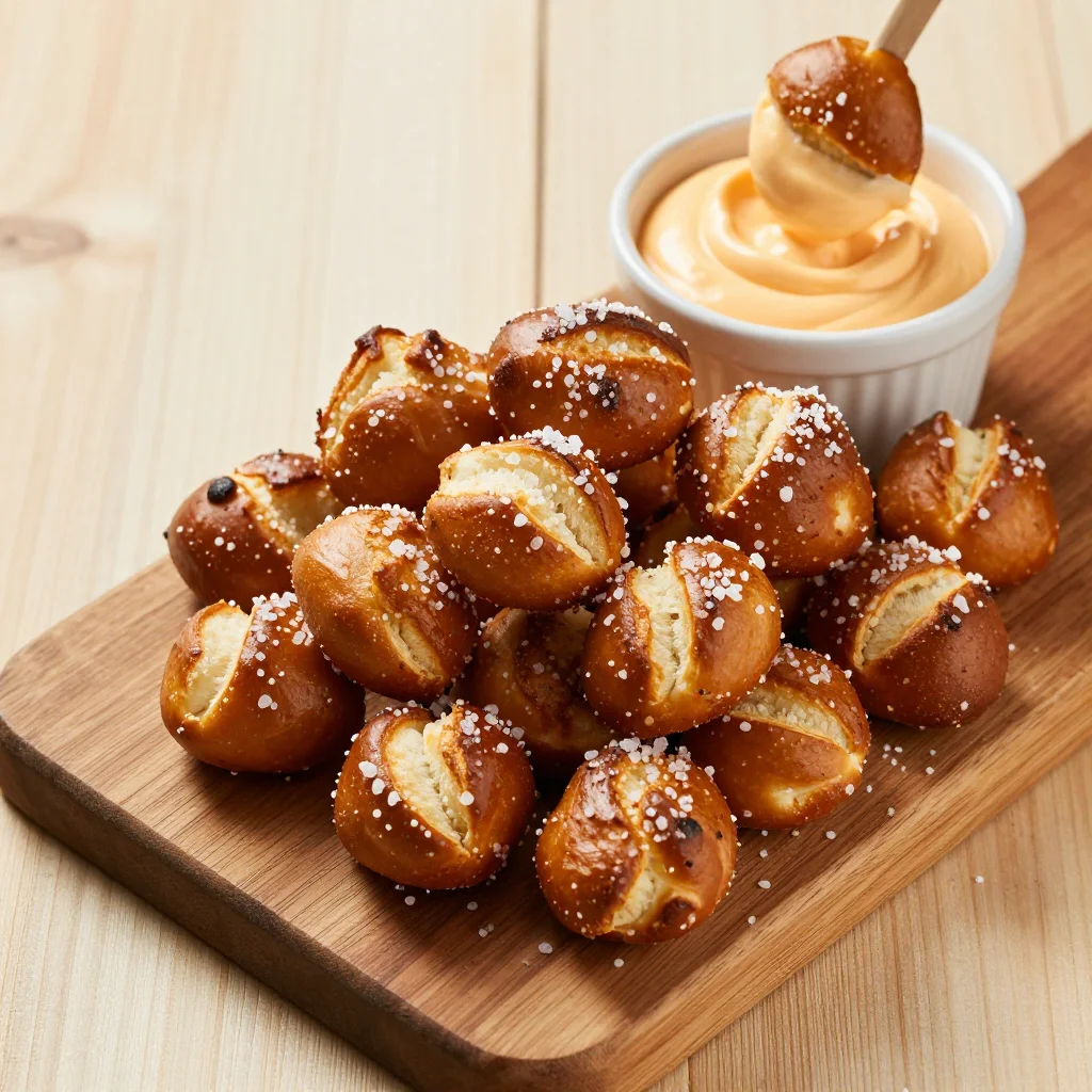 German Soft Pretzel Bites with Beer Cheese Dip: Oktoberfest Snacks for Game Day