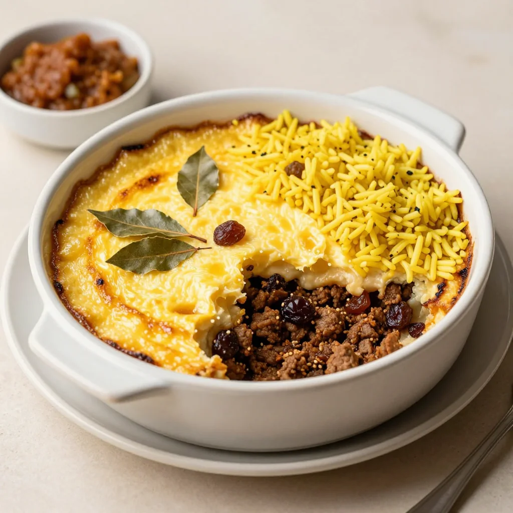 South African Bobotie: Curried Spiced Beef Bake with Egg Custard Topping for Weeknights