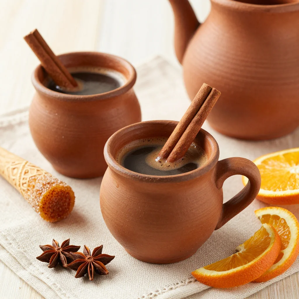 Mexican Cafe de Olla: Cinnamon and Piloncillo Spiced Coffee Simmered in a Pot for Fall